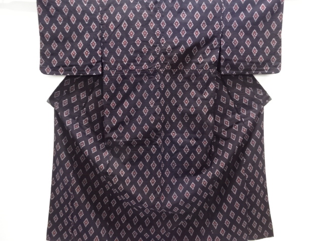 JAPANESE KIMONO / ANTIQUE HITOE KIMONO / WOVEN COTTON LOZENGE PATTERN